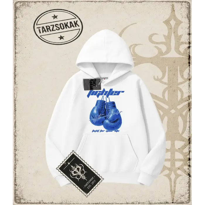 FIGHTER Oversize Unisex Kapşonlu Sweatshirt