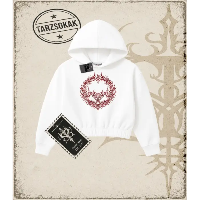 FIRE Kadın Crop Kapşonlu Sweatshirt