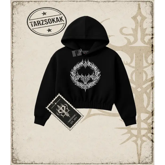 FIRE Kadın Crop Kapşonlu Sweatshirt