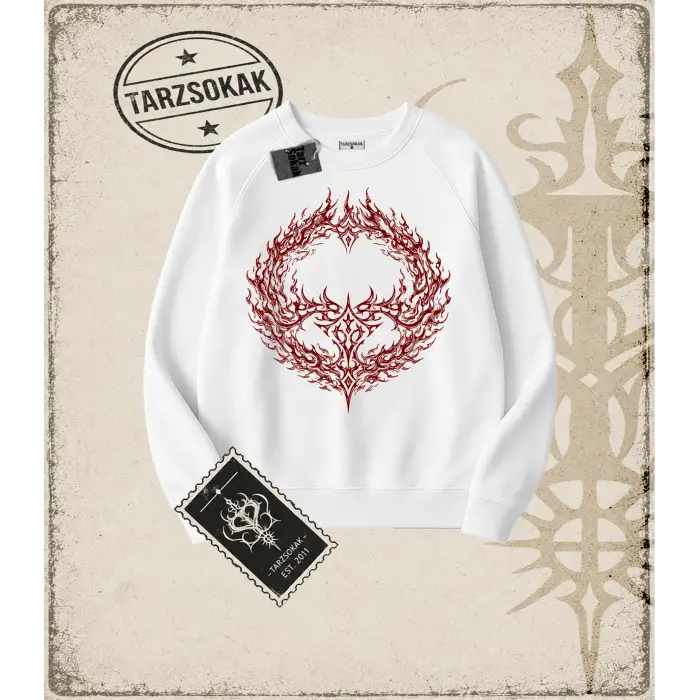 FIRE Oversize Unisex Bisiklet Yaka Sweatshirt