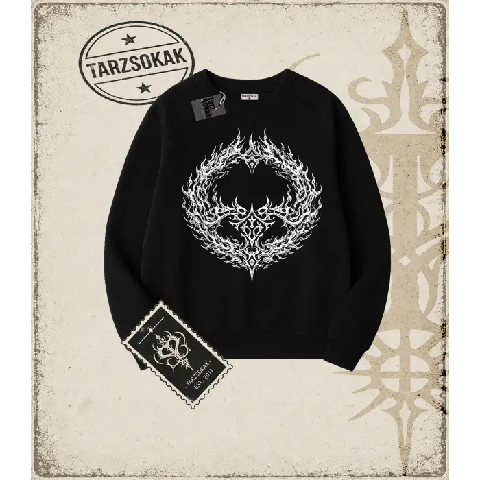 FIRE Oversize Unisex Bisiklet Yaka Sweatshirt