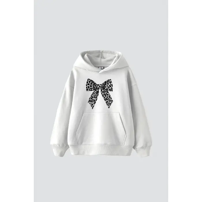 Fiyonk Leopar V2 Baskılı Oversize Unisex Premium Beyaz