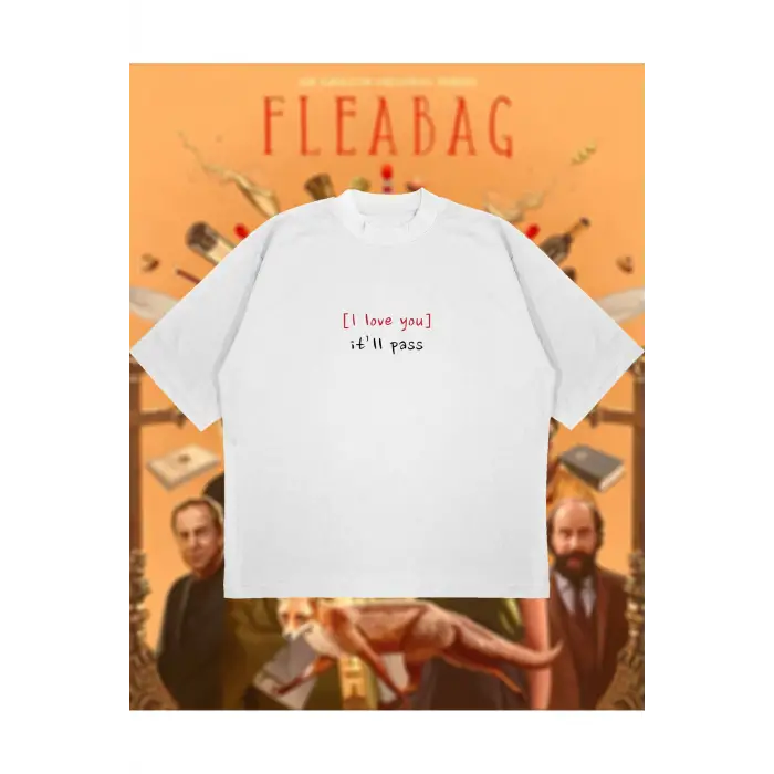 Fleabag Baskılı Oversize Unisex Pamuklu Nefes Alan Kalın Kumaşlı