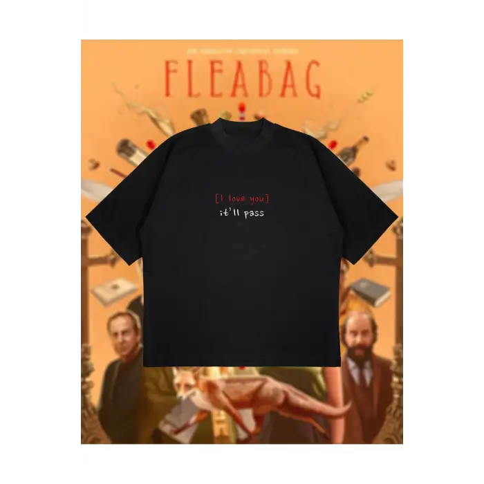 Fleabag Baskılı Oversize Unisex Pamuklu Nefes Alan Kalın Kumaşlı