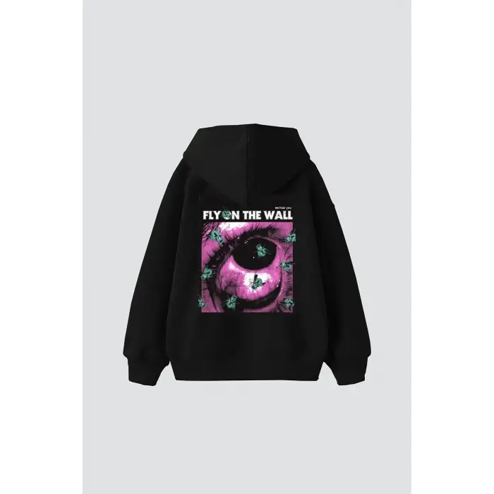 Fly On The Wall Baskılı Oversize Unisex Siyah