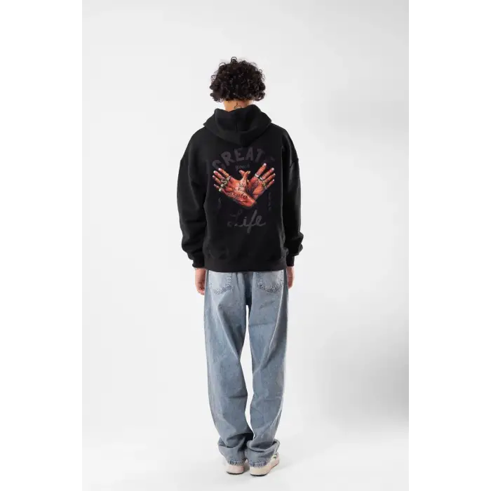 Free Gangster Baskılı Oversize Unisex Siyah