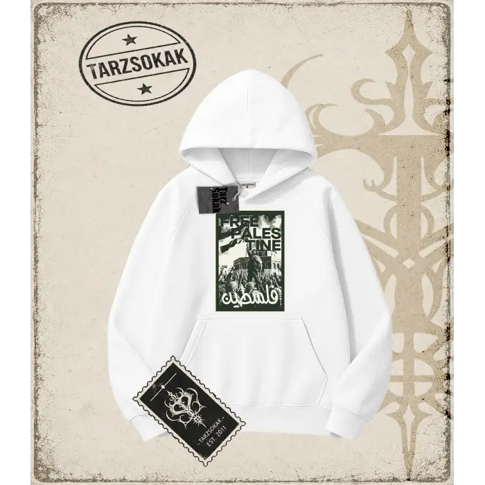 FREEPALESTINE   Oversize Unisex Kapşonlu Sweatshirt