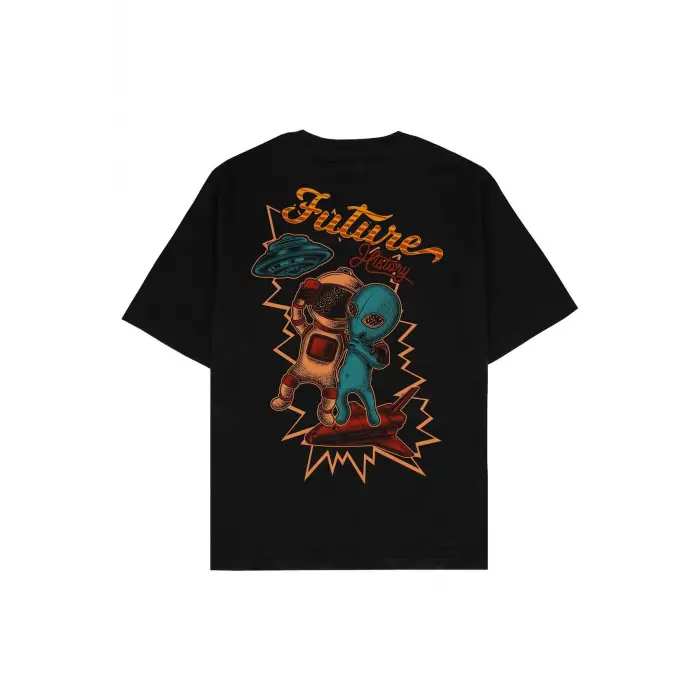 Future History Siyah Oversize Unisex T-shirt