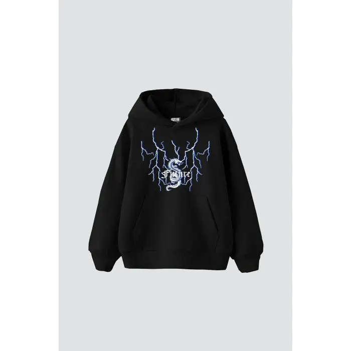 Future Yıldırım Baskılı Oversize Unisex Siyah