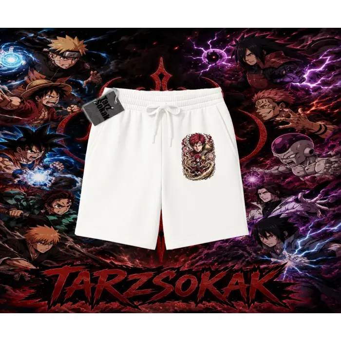 Gaara Naruto Anime Karakteri Unisex Şort Beyaz