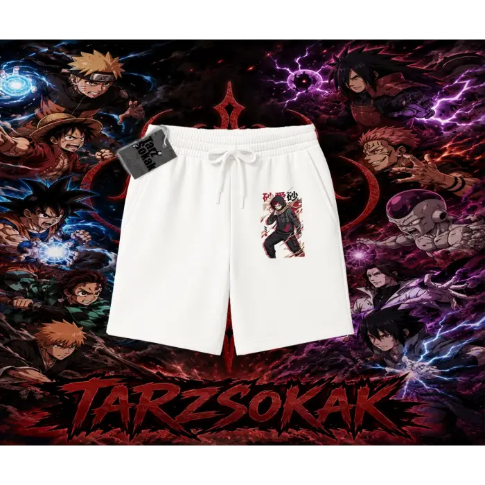 Gaara Naruto Anime Karakteri Unisex Şort Beyaz