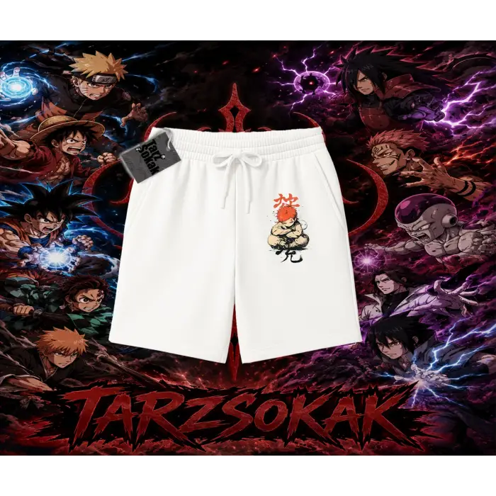 Gaara Naruto Anime Karakteri Unisex Şort Beyaz