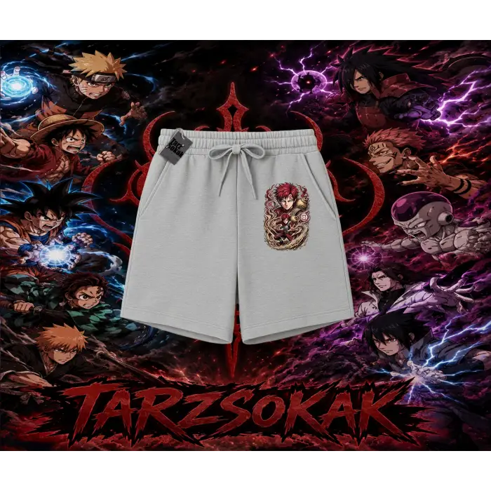 Gaara Naruto Anime Karakteri Unisex Şort Beyaz