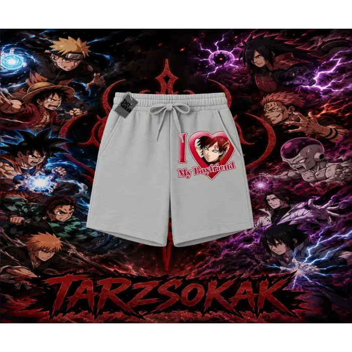 Gaara Naruto Anime Karakteri Unisex Şort Beyaz