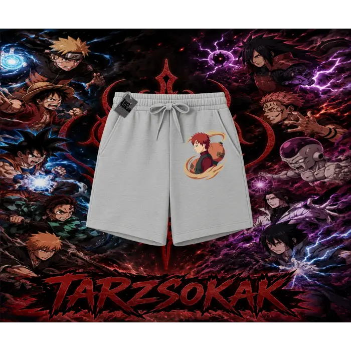 Gaara Naruto Anime Karakteri Unisex Şort Beyaz