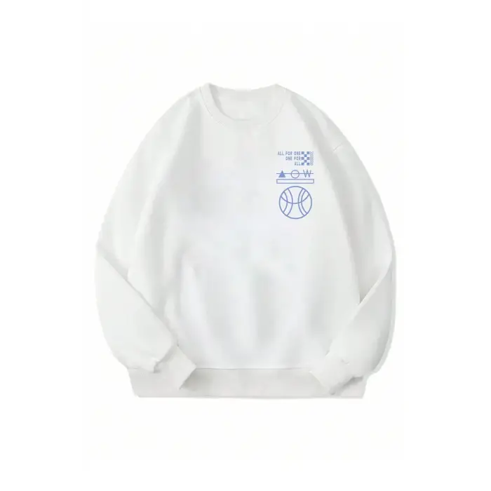 Geo & Letter Graphic Pullover Beyaz