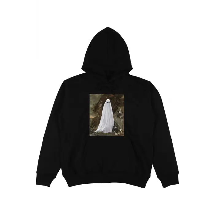Ghost Siyah Oversize Unisex Kapüşonlu Sweatshirt Hoodie
