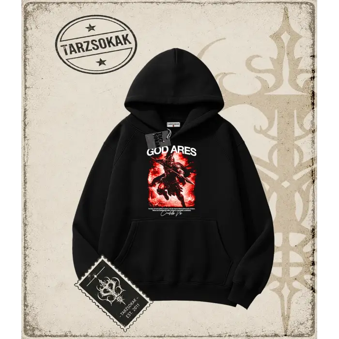 GOD ARES Oversize Unisex Kapşonlu Sweatshirt