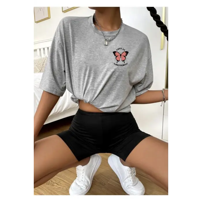 Göğüs Beach Baskılı Oversize Erkek T-Shirt