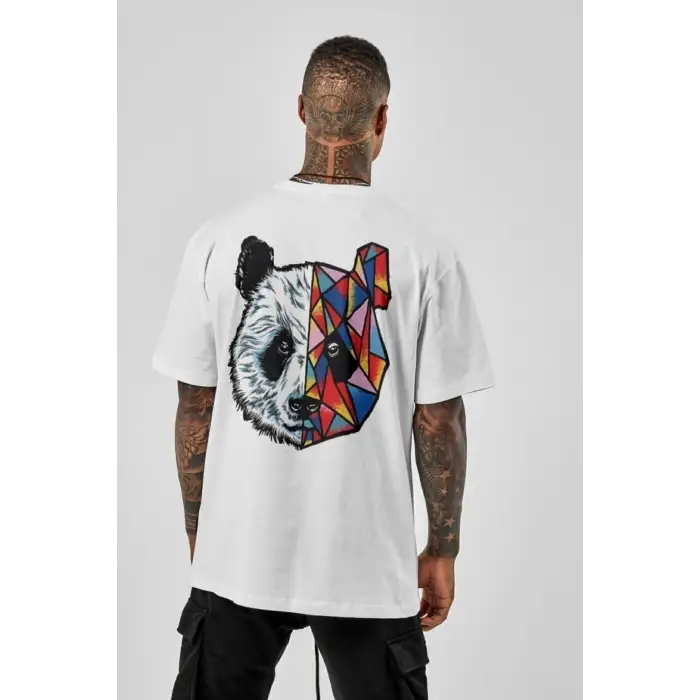 Göğüs Beach Baskılı Oversize Erkek T-Shirt