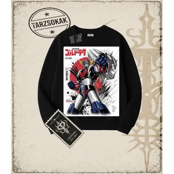 Goldorak Anime Baskılı Oversize Unisex Bisiklet Yaka Sweatshirt