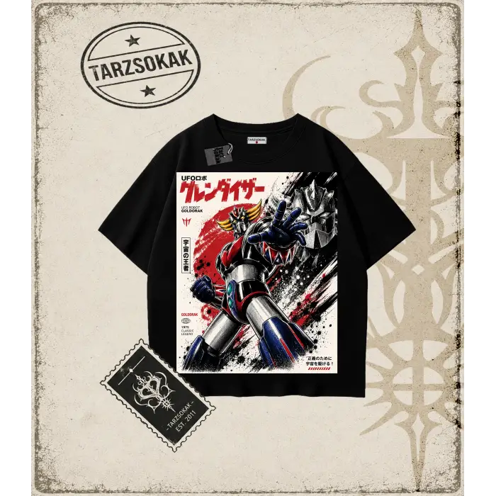 Goldorak Anime Baskılı Oversize Unisex Tişört