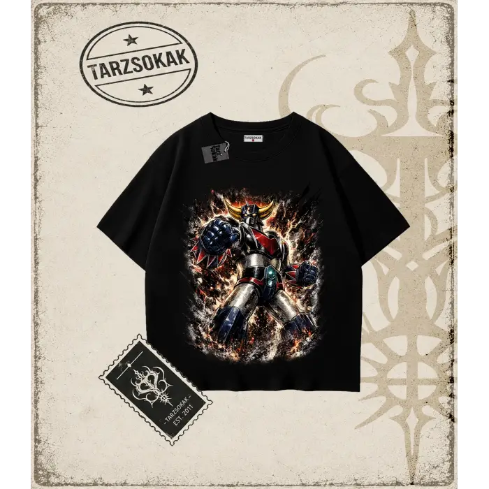 Goldorak Anime Baskılı Oversize Unisex Tişört