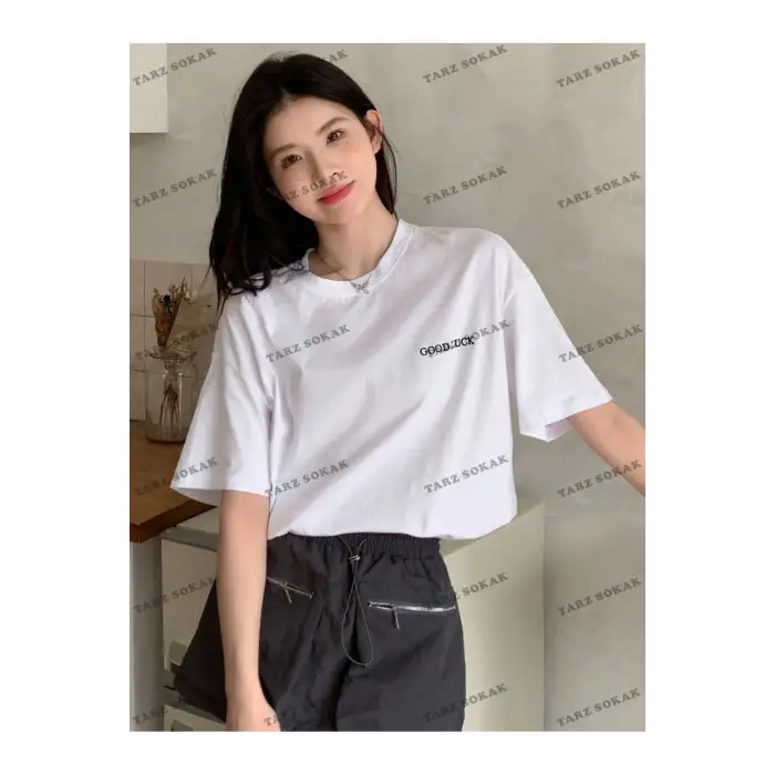 Good Lucky Baskılı Oversize Kalıp Unisex T-shirt