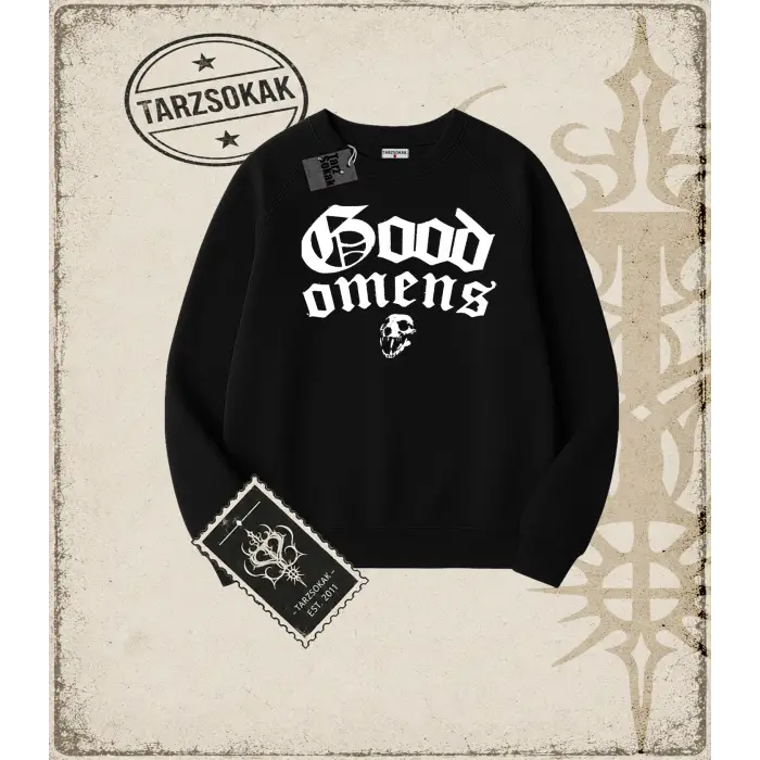 GOOD OMENS Oversize Unisex Bisiklet Yaka Sweatshirt