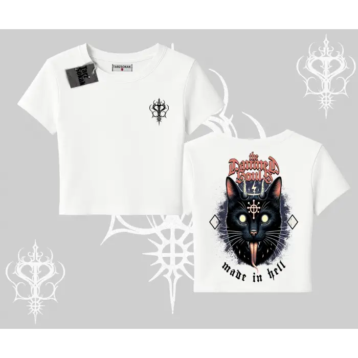 Gothic Cat Made in Hell Baskılı Sweatshirt Babby Tee Tshirt