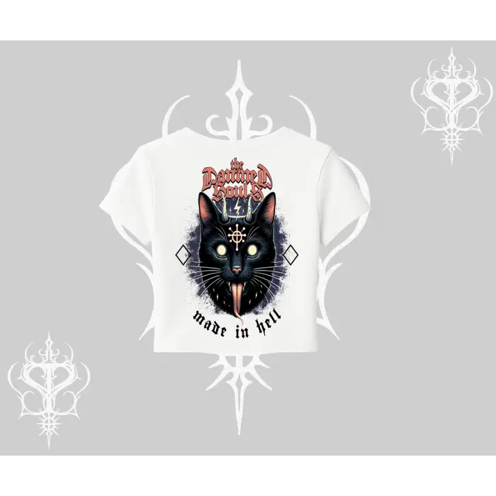 Gothic Cat Made in Hell Baskılı Sweatshirt Babby Tee Tshirt