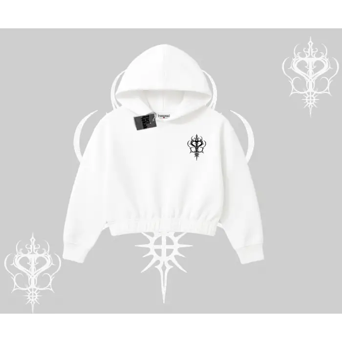 Gothic Cat Made in Hell Baskılı Sweatshirt Kapşonlu Crop Sweatshirt