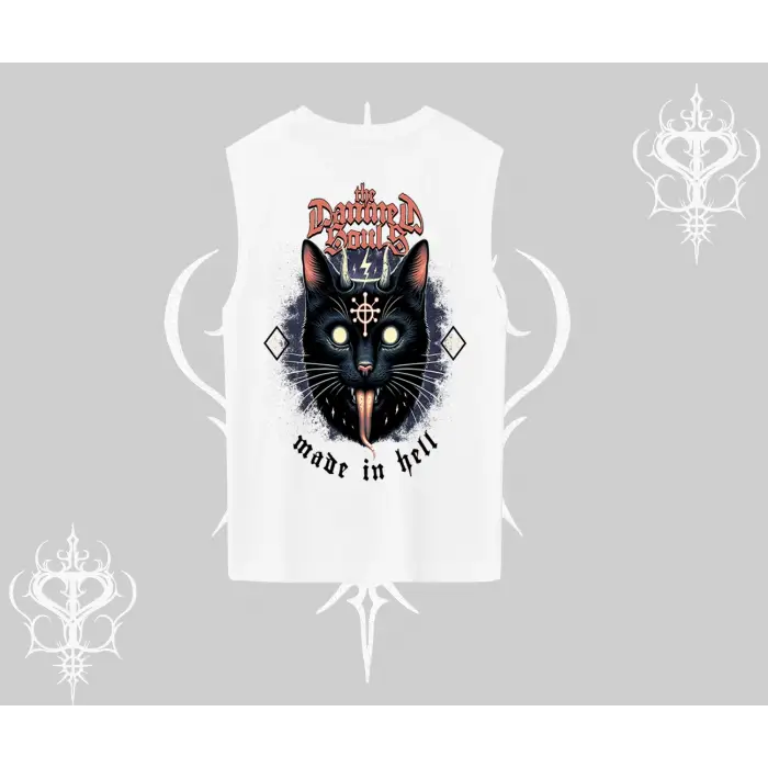 Gothic Cat Made in Hell Baskılı Sweatshirt Kolsuz Tshirt