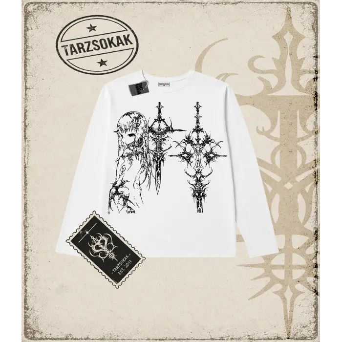Gotik & Grunge STREETWEAR Anime Sword Gotik Y2K Long Sleeve