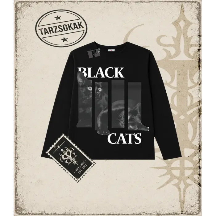 Gotik & Grunge STREETWEAR BLACK CATS Long Sleeve