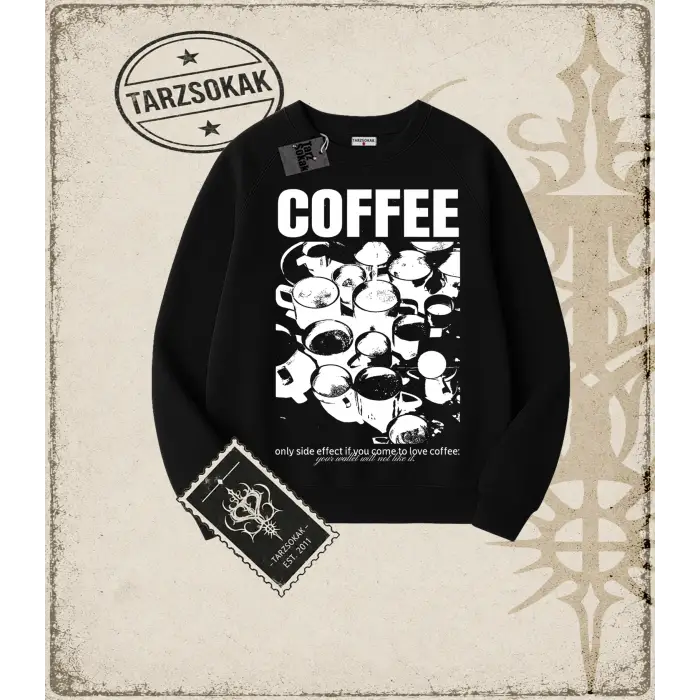 Gotik & Grunge STREETWEAR COFFE DREAM Bisiklet Yaka Sweatshirt