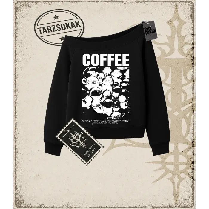 Gotik & Grunge STREETWEAR COFFE DREAM Kayık Yaka Sweatshirt