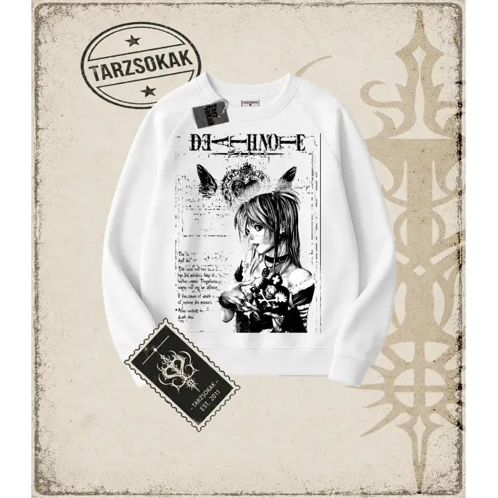 Gotik & Grunge STREETWEAR DEAT NOTE Bisiklet Yaka Sweatshirt