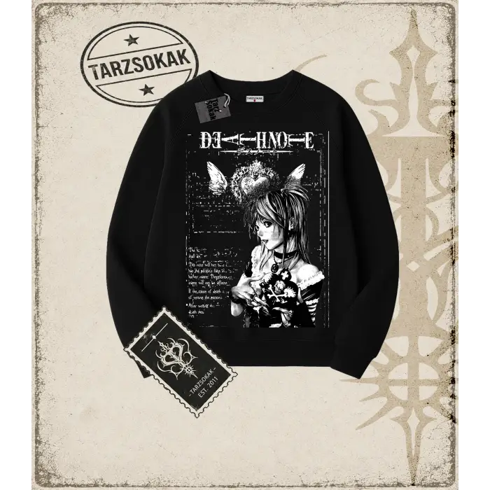 Gotik & Grunge STREETWEAR DEAT NOTE Bisiklet Yaka Sweatshirt