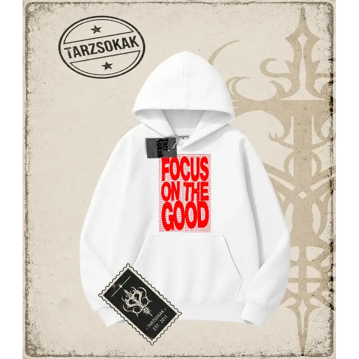 Gotik & Grunge STREETWEAR FOCUS ON THE GOOD Kapşonlu Sweatshirt