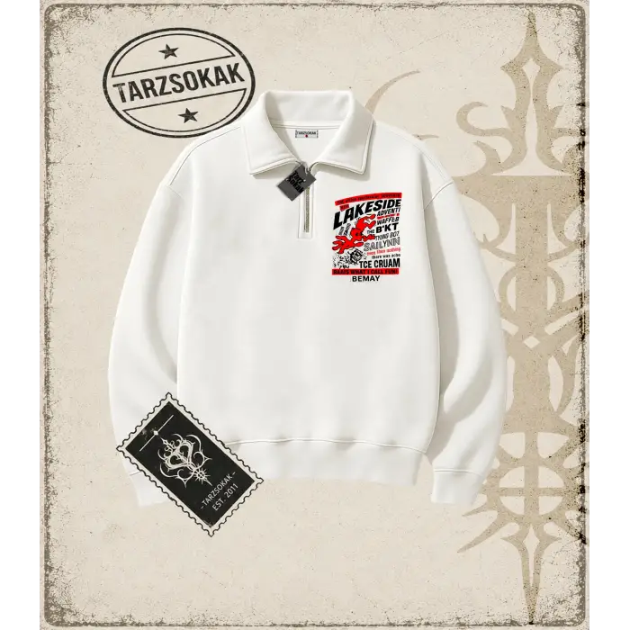 Gotik & Grunge STREETWEAR Lakeside Yarım Fermuarlı Sweatshirt