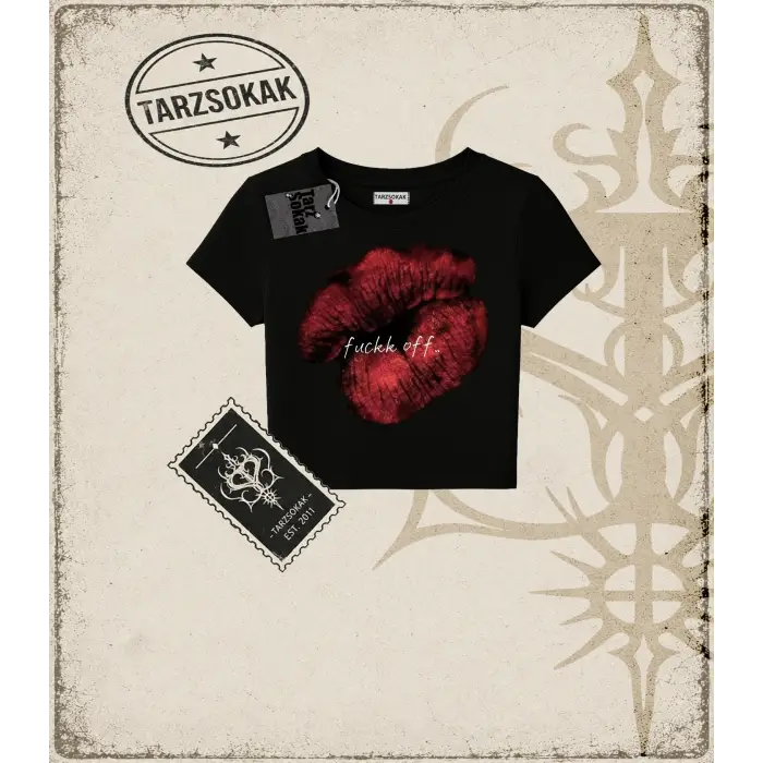 Gotik & Grunge STREETWEAR LIPS OFF Baby Tee