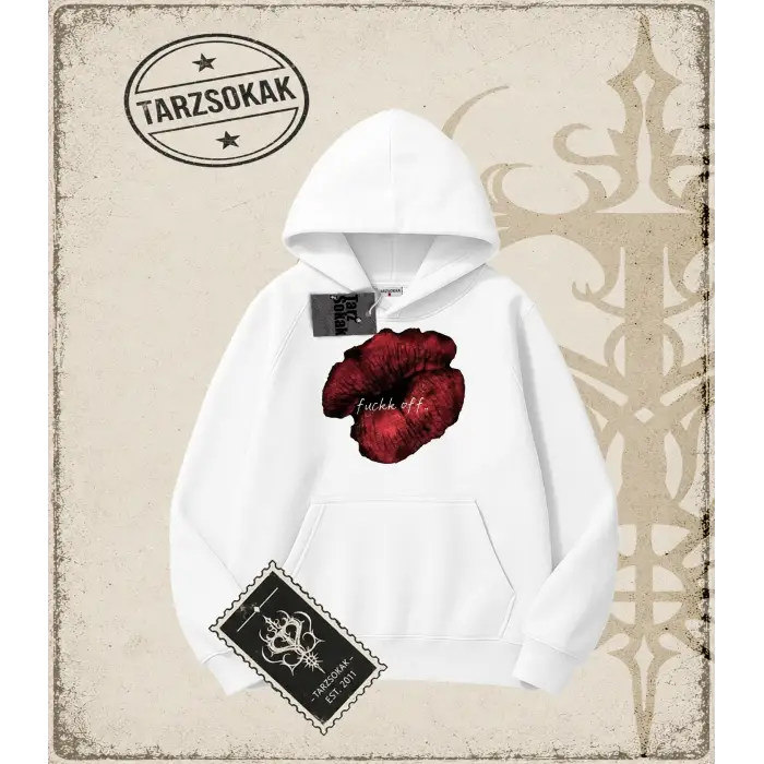 Gotik & Grunge STREETWEAR LIPS OFF Kapşonlu Sweatshirt