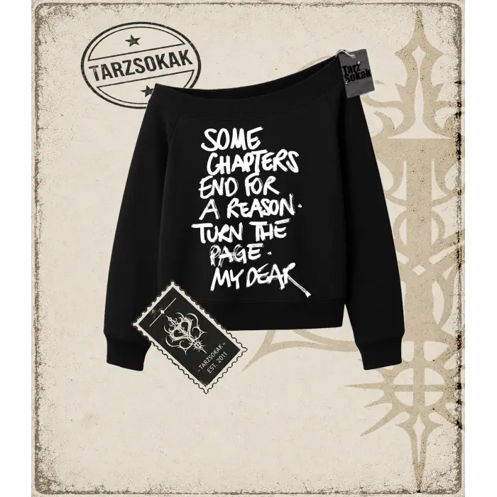 Gotik & Grunge STREETWEAR SOME CHAPTERS  Kayık Yaka Sweatshirt