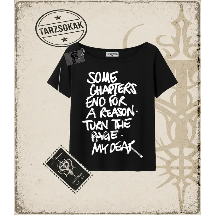 Gotik & Grunge STREETWEAR SOME CHAPTERS  Kayık Yaka Tişört