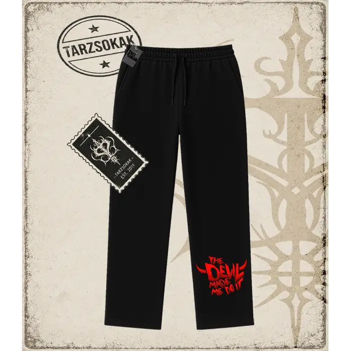 Gotik & Grunge STREETWEAR THE DEVIL MADE ME DO IT Unisex Baggy Eşofman Altı