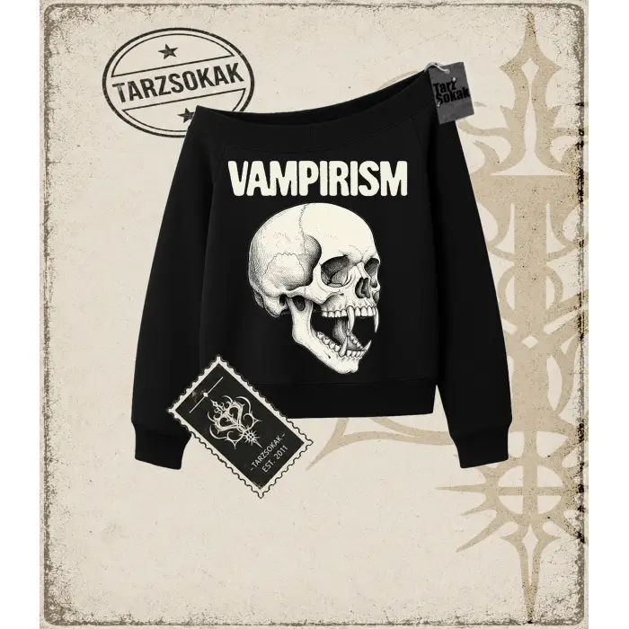 Gotik & Grunge STREETWEAR VAMPIRISM Kayık Yaka Sweatshirt