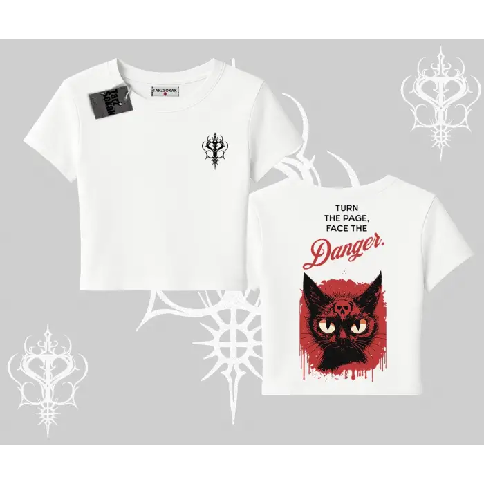 Gotik Kedi Arka Baskılı Babby Tee Tshirt