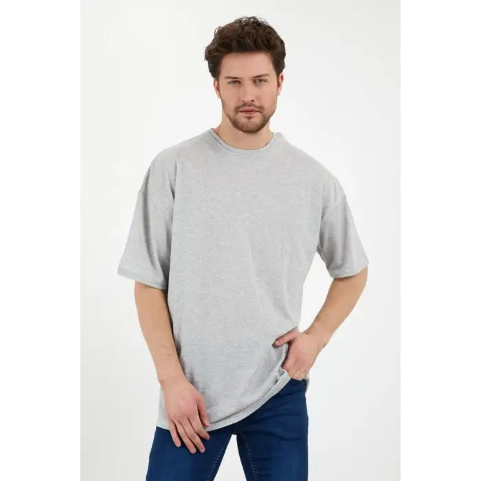 Gri Unisex Bol Kesim Oversize Tshirt