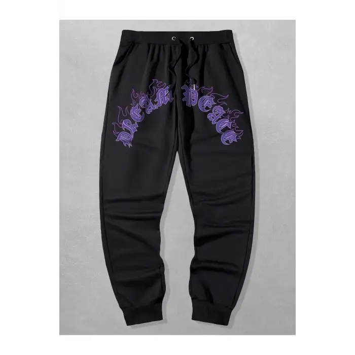 Guys Letter Fire Graphic Drawstring Eşofman Altı